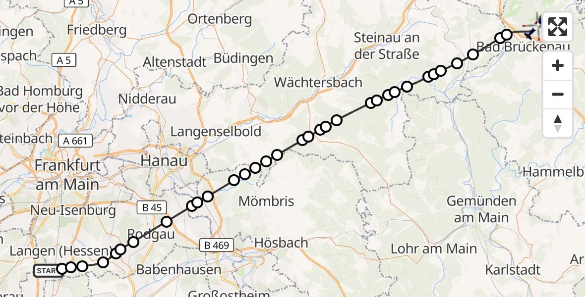 Flugroute Polizeihubschrauber Frankfurt-Egelsbach Airport - Wildflecken, 11 März 2026, 09:05