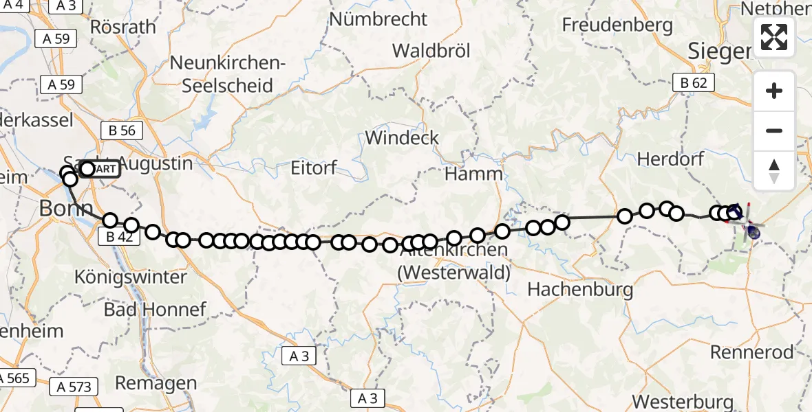 Flugroute Polizeihubschrauber Meindorf - Burbach, 11 März 2026, 09:24