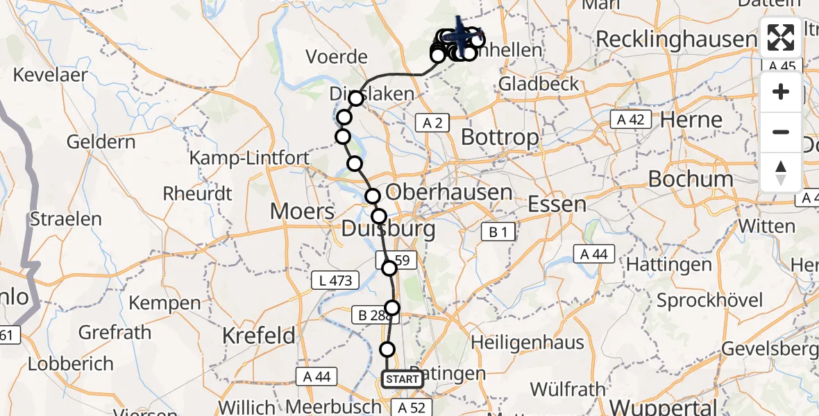Flugroute Polizeiflugzeug Düsseldorf Airport - Hardinghausen, 11 März 2026, 10:27