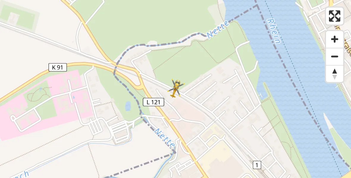 Flugroute Rettungshubschrauber Weißenthurm - Weißenthurm, 11 März 2026, 10:43