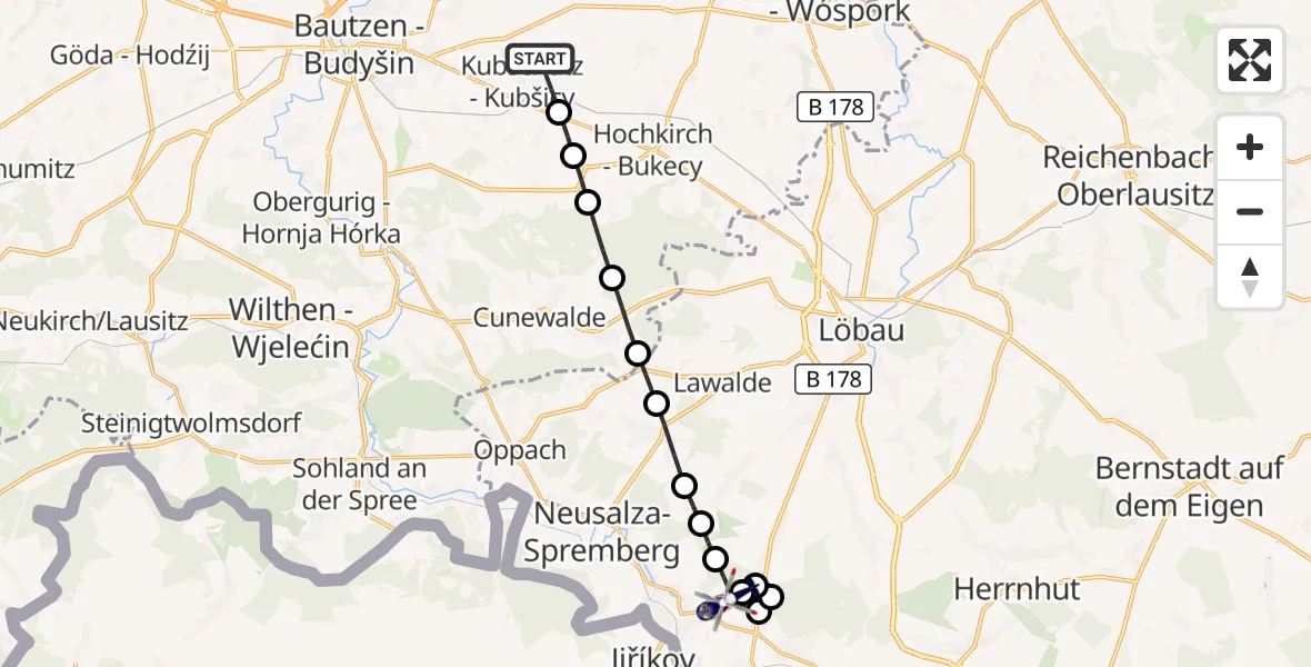 Flugroute Polizeihubschrauber Canitz-Christina - Ebersbach, 11 März 2026, 11:01