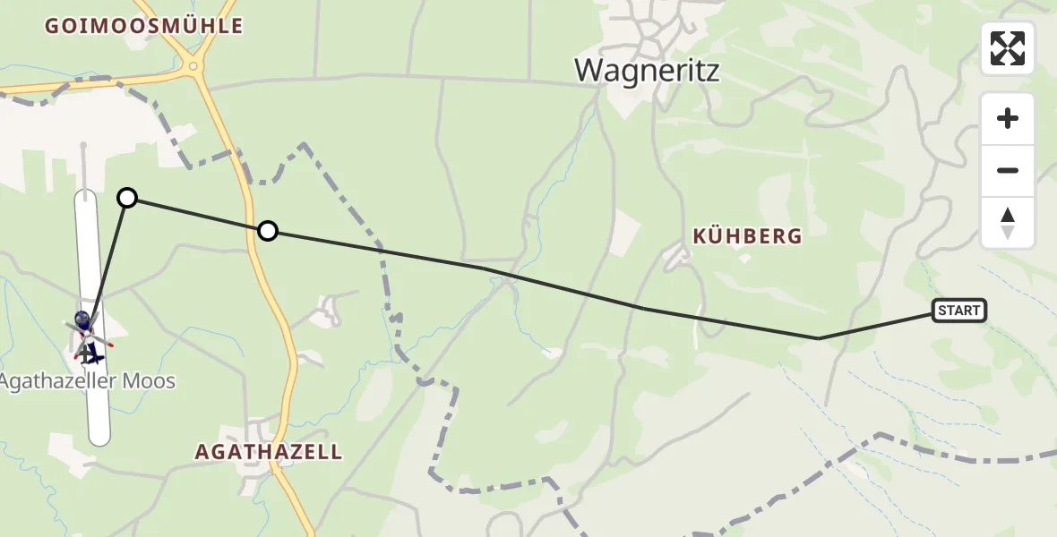 Flugroute Polizeihubschrauber Wagneritz - Agathazell Airfield, 11 März 2026, 11:18
