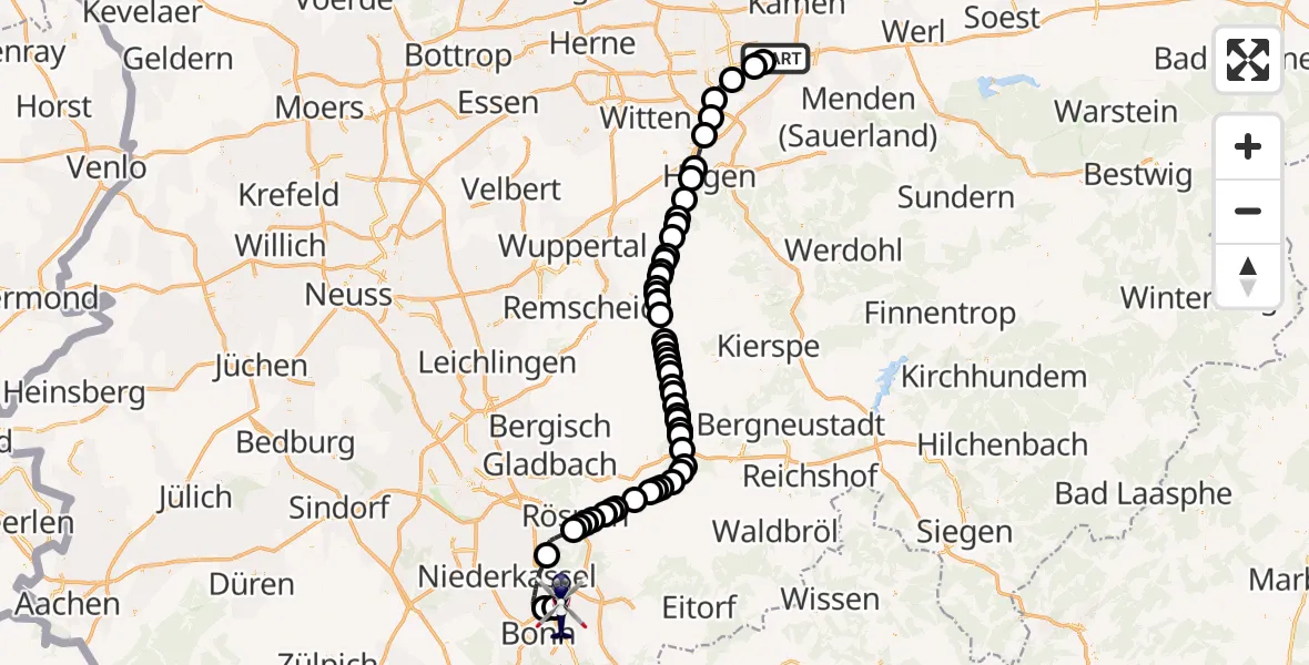 Flugroute Polizeihubschrauber Dortmund Airport - Sankt Augustin, 11 März 2026, 11:41