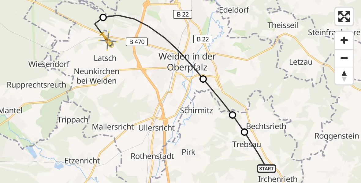 Flugroute Rettungshubschrauber Pirk - Latsch, 11 März 2026, 11:54