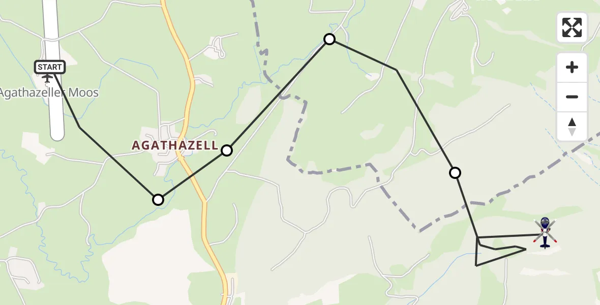 Flugroute Polizeihubschrauber Agathazell Airfield - Burgberg, 11 März 2026, 11:55