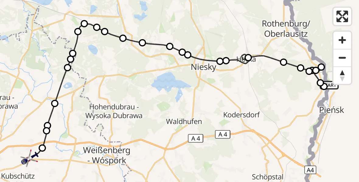 Flugroute Polizeihubschrauber Zentendorf - Baschütz, 11 März 2026, 12:10