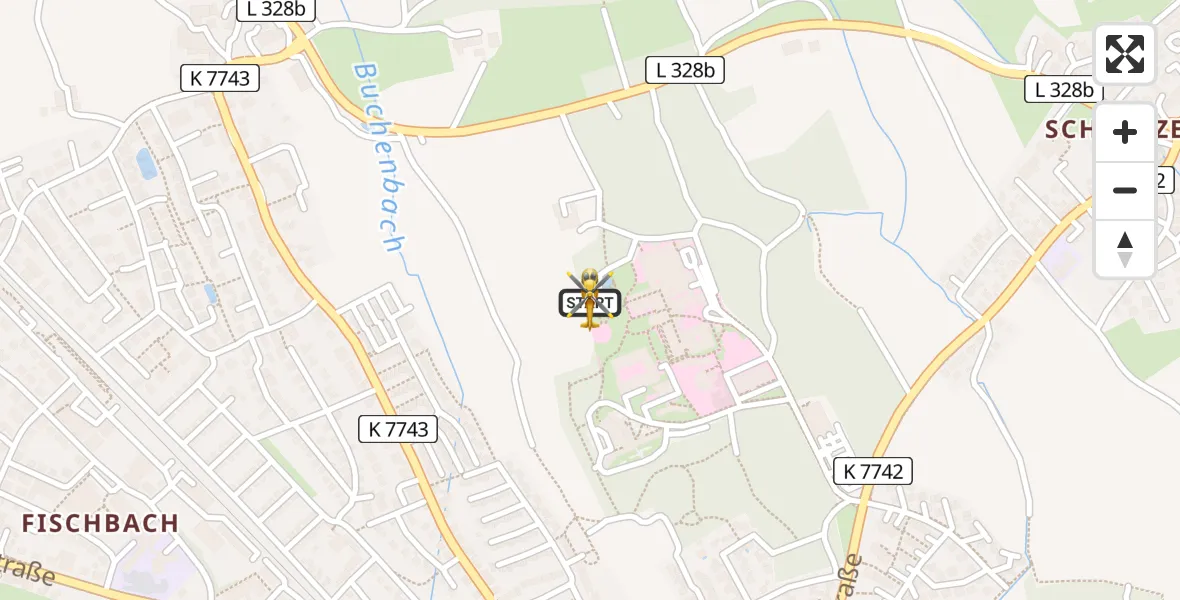 Flugroute Rettungshubschrauber Friedrichshafen Hospital - Friedrichshafen Hospital, 11 März 2026, 12:27