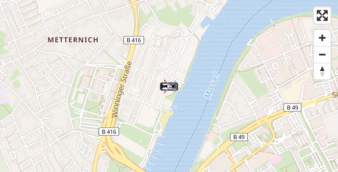 Flugroute Polizeihubschrauber Koblenz - Koblenz, 11 März 2026, 12:31