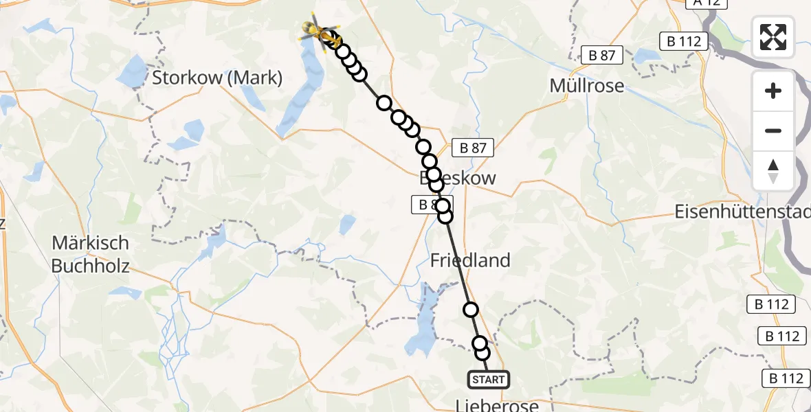 Routekaart van de vlucht: Rettungshubschrauber nach Bad Saarow, Geschwister-Scholl-Ring