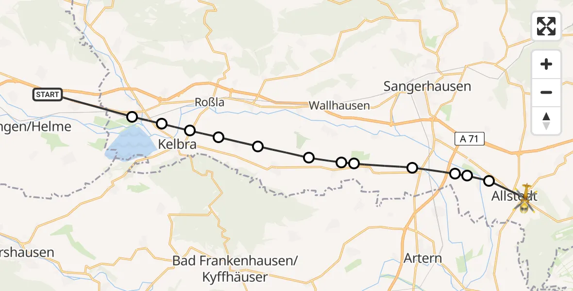 Routekaart van de vlucht: Rettungshubschrauber nach Allstedt, AWG-Siedlung
