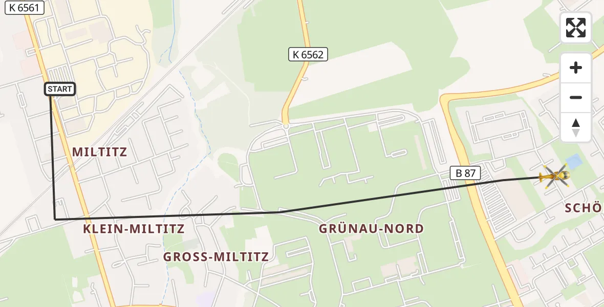 Flugroute Rettungshubschrauber West - West, 11 März 2026, 13:38