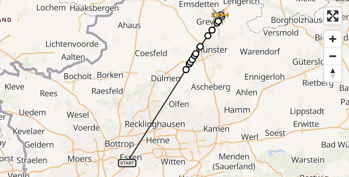 Flugroute Ambulanzhubschrauber Stadtbezirk III - Christoph  Westfalen-ADAC, 11 März 2026, 13:39