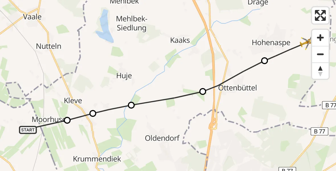 Routekaart van de vlucht: Rettungshubschrauber nach Hohenaspe, Hohenasper Feld