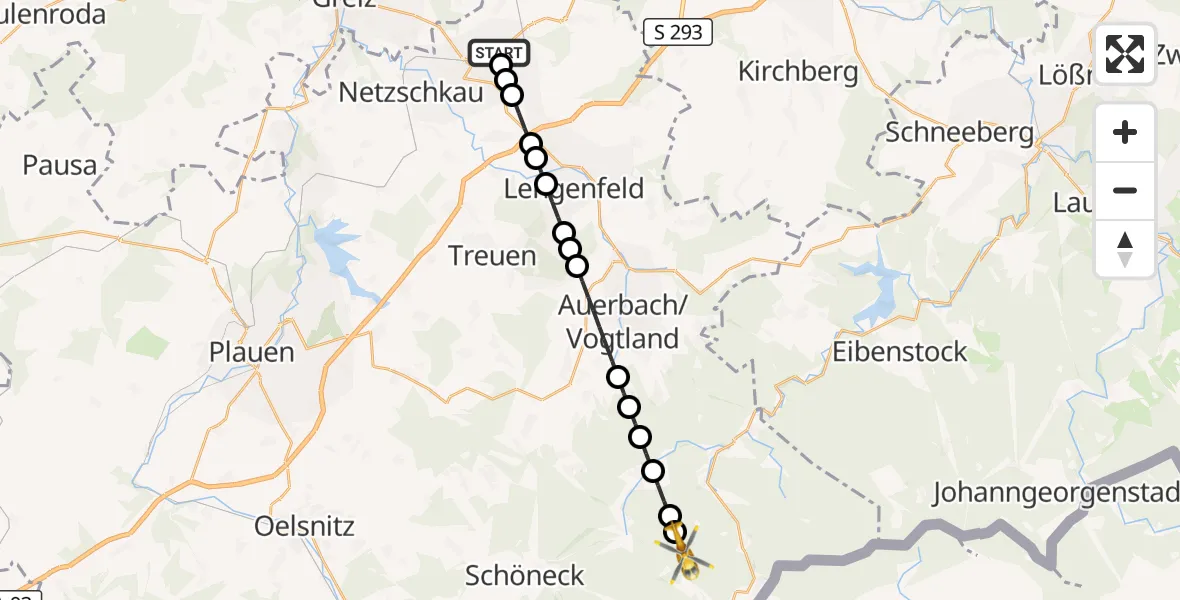 Flugroute Rettungshubschrauber Reichenbach - Klingenthal, 11 März 2026, 14:05