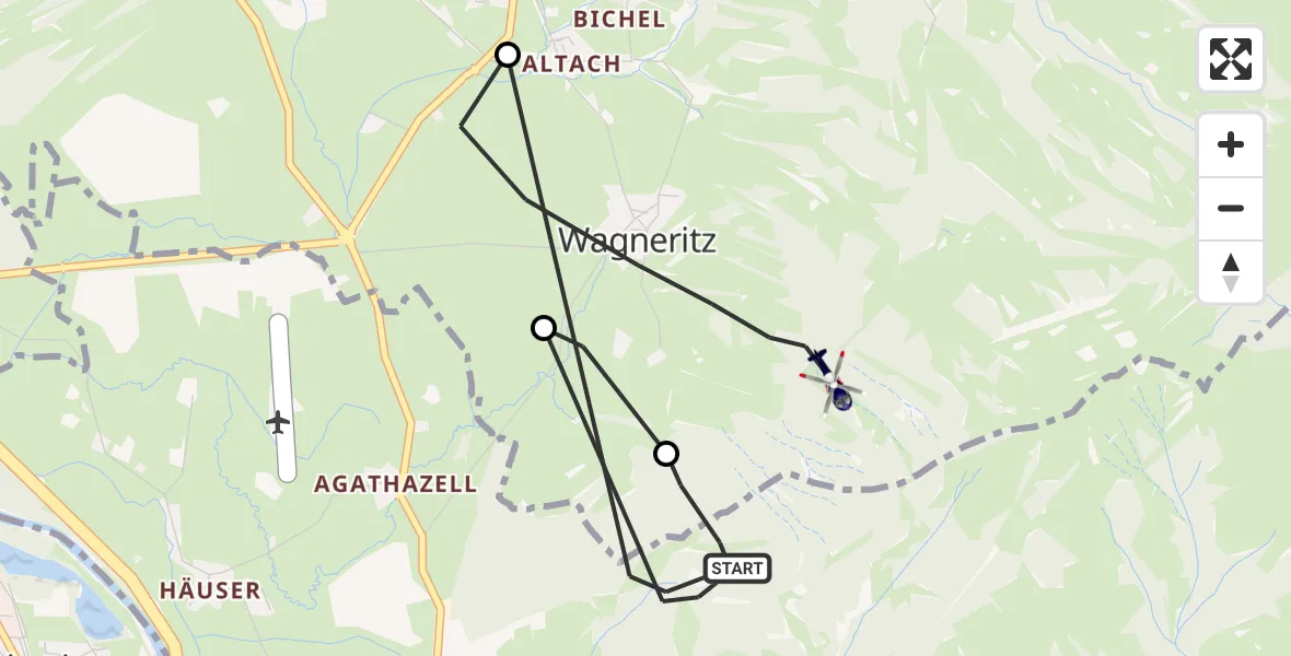 Flugroute Polizeihubschrauber Burgberg - Wagneritz, 11 März 2026, 14:08