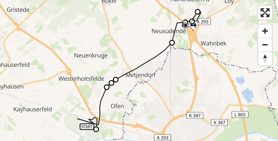 Flugroute Polizeihubschrauber Bad Zwischenahn - Oldenburg Police Heliport, 11 März 2026, 14:37