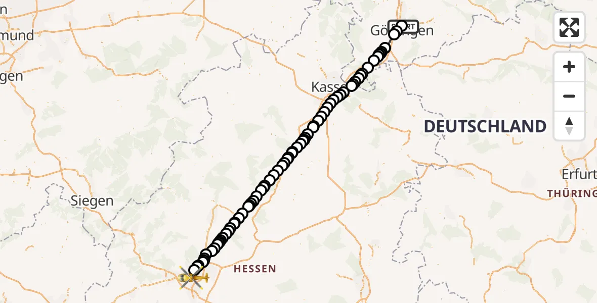 Routekaart van de vlucht: Rettungshubschrauber nach Gießen, Lahnstraße