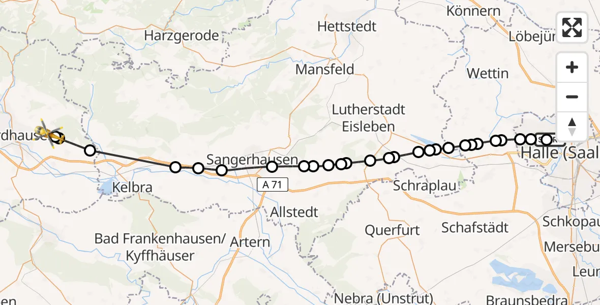 Routekaart van de vlucht: Rettungshubschrauber nach Leimbach, Hardtstraße