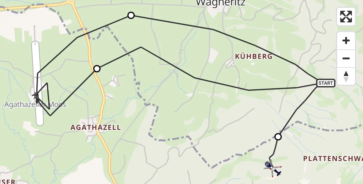 Flugroute Polizeihubschrauber Wagneritz - Burgberg, 11 März 2026, 14:53