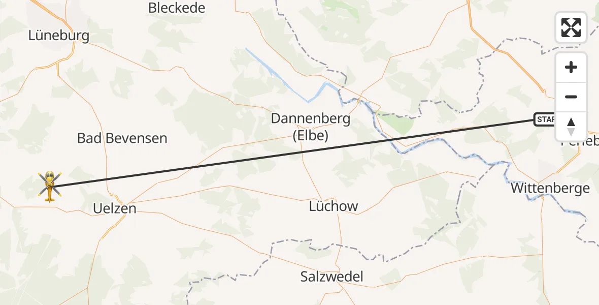 Routekaart van de vlucht: Rettungshubschrauber nach Linden, K 12