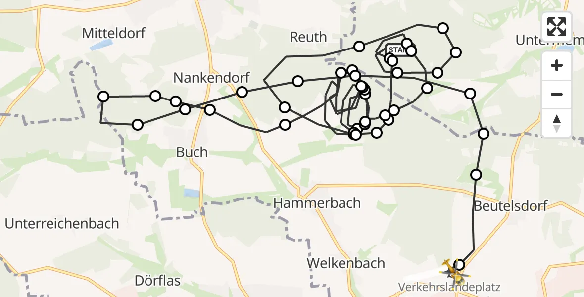 Flugroute Rettungshubschrauber Heßdorf - Herzogenaurach Airfield, 11 März 2026, 15:34