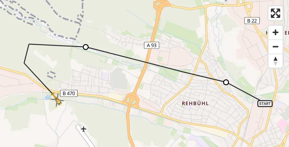 Flugroute Rettungshubschrauber Weiden Hospital - Latsch, 11 März 2026, 16:38