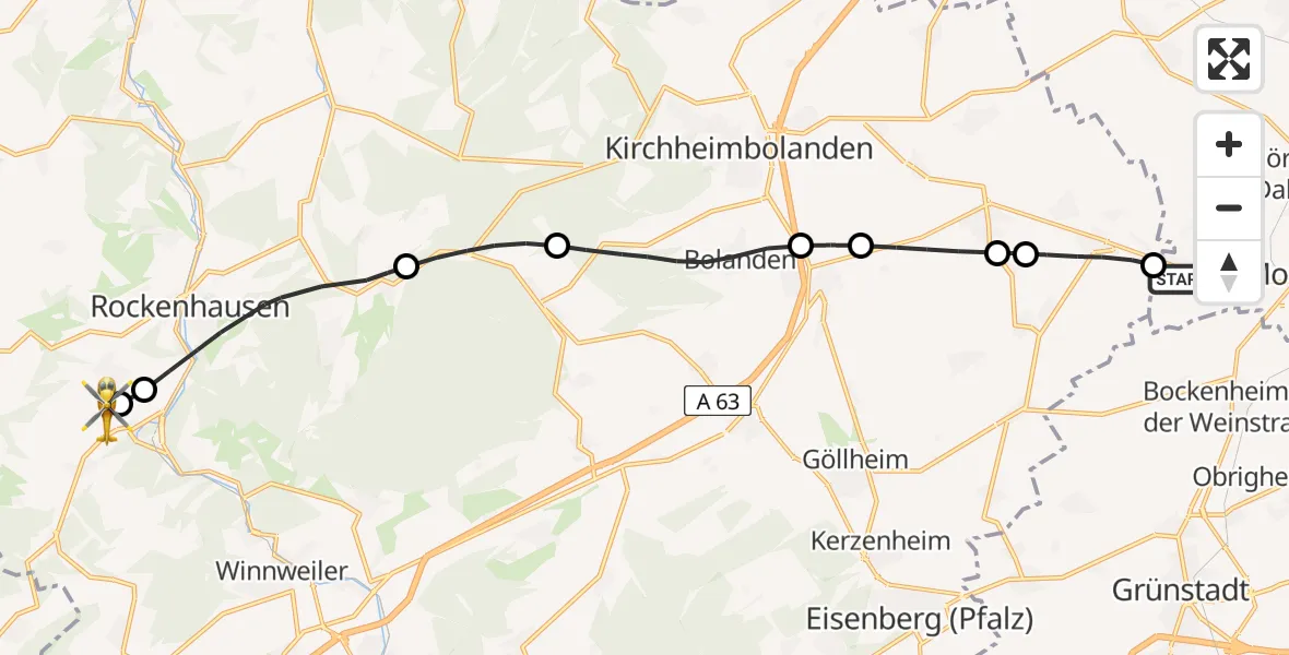 Flugroute Rettungshubschrauber Wachenheim - Imsweiler UL, 11 März 2026, 17:41