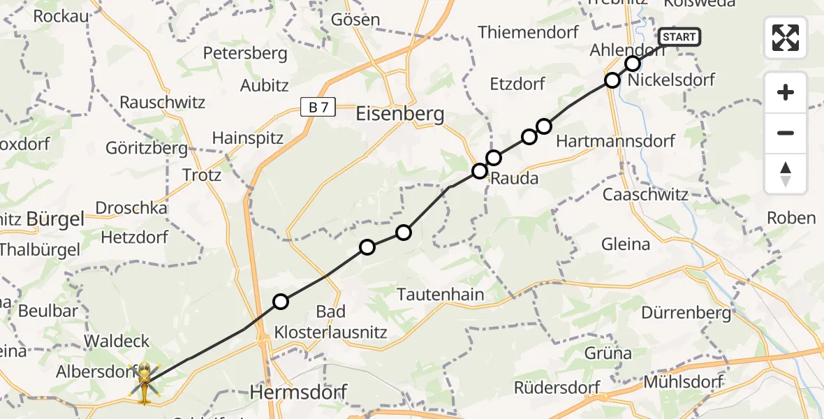 Routekaart van de vlucht: Rettungshubschrauber nach Bobeck, Dorfstraße
