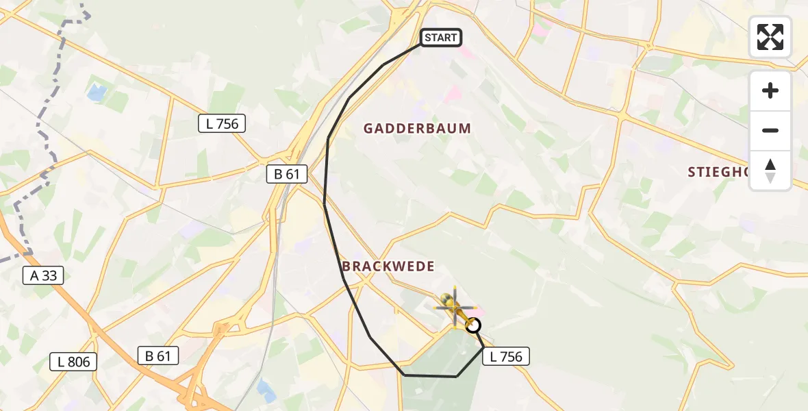 Flugroute Ambulanzhubschrauber Bielefeld - Luftrettungszentrum Bielefeld, 11 März 2026, 18:09
