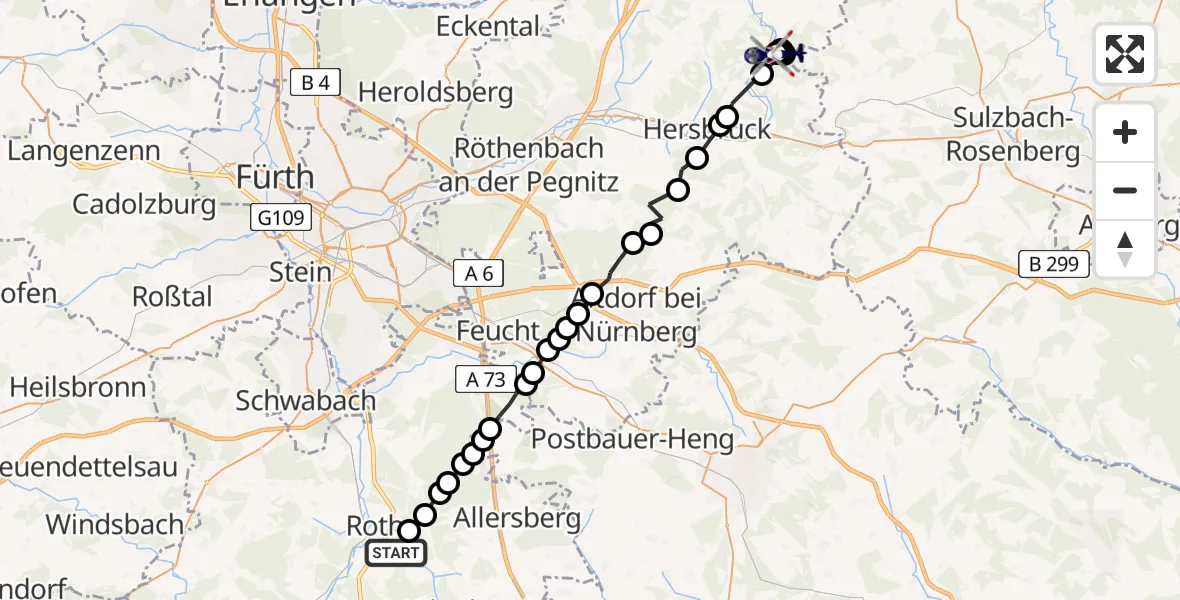Flugroute Polizeihubschrauber Belmbrach - Düsselbach, 11 März 2026, 18:21