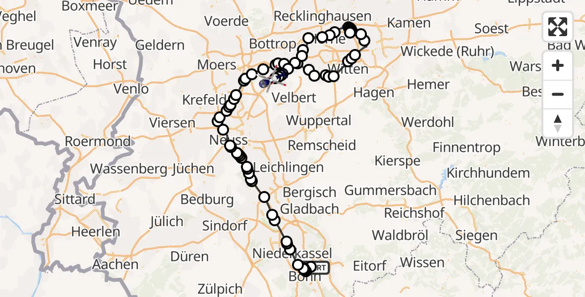 Flugroute Polizeihubschrauber Sankt Augustin - Essen-Mülheim Airport, 11 März 2026, 18:24