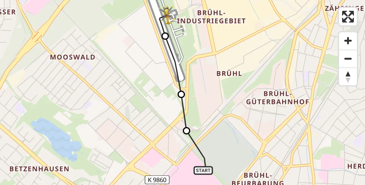 Flugroute Rettungshubschrauber Freiburg University Hospital Heliport 1 - Freiburg im Breisgau Airfield, 11 März 2026, 18:52
