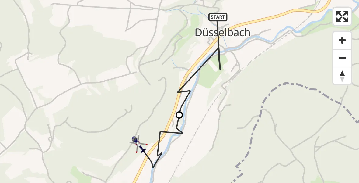 Flugroute Polizeihubschrauber Düsselbach - Alfalter, 11 März 2026, 19:13