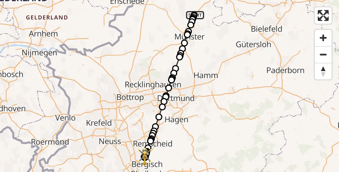 Flugroute Ambulanzhubschrauber Christoph  Westfalen-ADAC - Dürscheid, 11 März 2026, 20:12