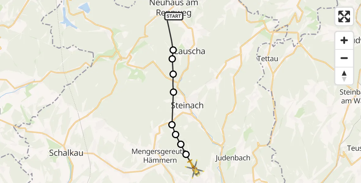 Routekaart van de vlucht: Rettungshubschrauber nach Neufang, Grüntal