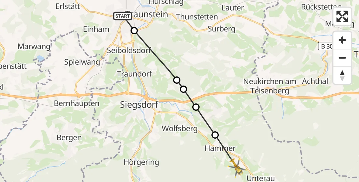 Flugroute Rettungshubschrauber Traunstorf - Hammer, 12 März 2026, 07:55
