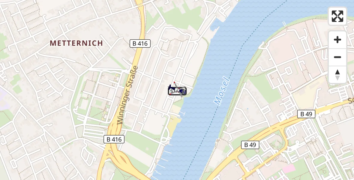 Flugroute Polizeihubschrauber Koblenz - Koblenz, 12 März 2026, 08:05