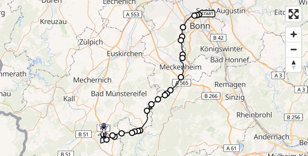 Routekaart van de vlucht: Polizeihubschrauber nach Blankenheim, L 115