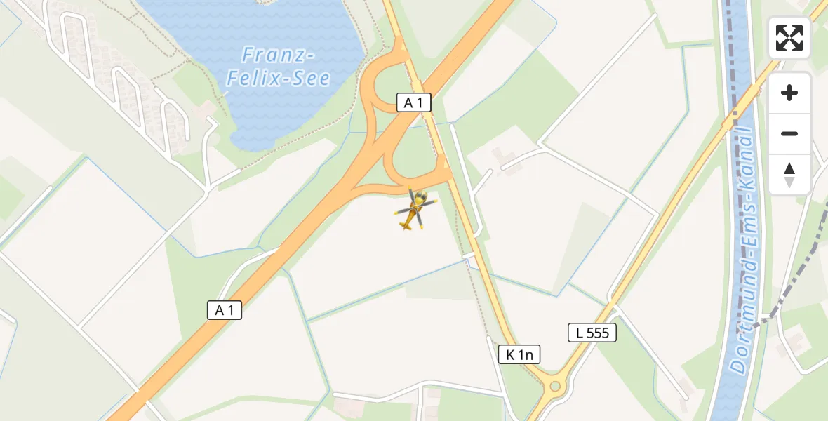 Flugroute Ambulanzhubschrauber Schmedehausen - Schmedehausen, 12 März 2026, 08:33