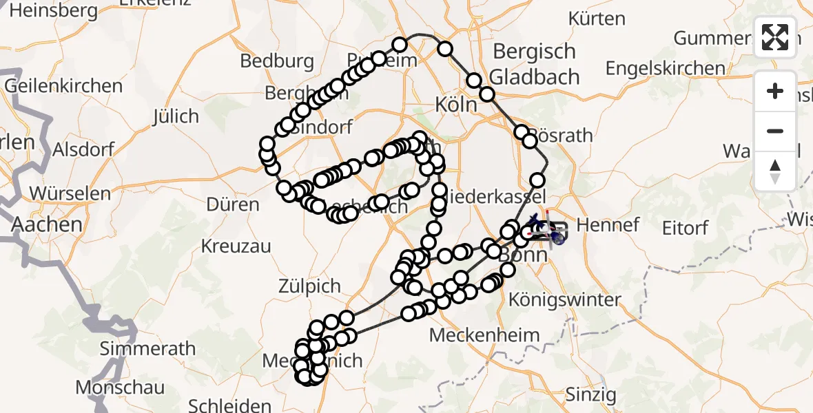 Flugroute Polizeihubschrauber Sankt Augustin - Sankt Augustin, 12 März 2026, 08:34