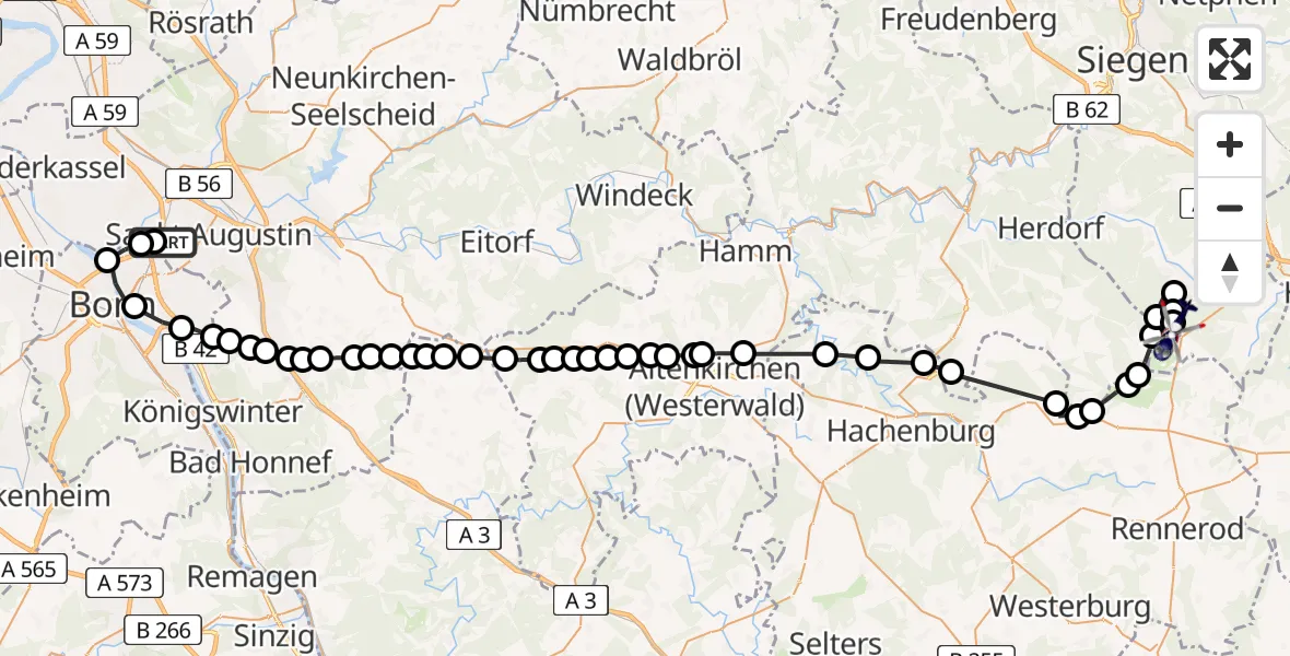 Flugroute Polizeihubschrauber Meindorf - Lippe, 12 März 2026, 09:05