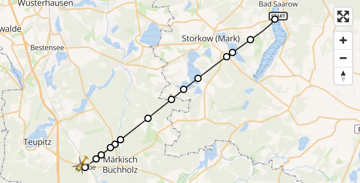 Flugroute Rettungshubschrauber Pieskow - Halbe, 12 März 2026, 09:37
