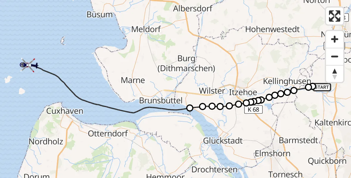 Routekaart van de vlucht: Polizeihubschrauber nach Sankt Margarethen, Jasper-Runge-Brücke