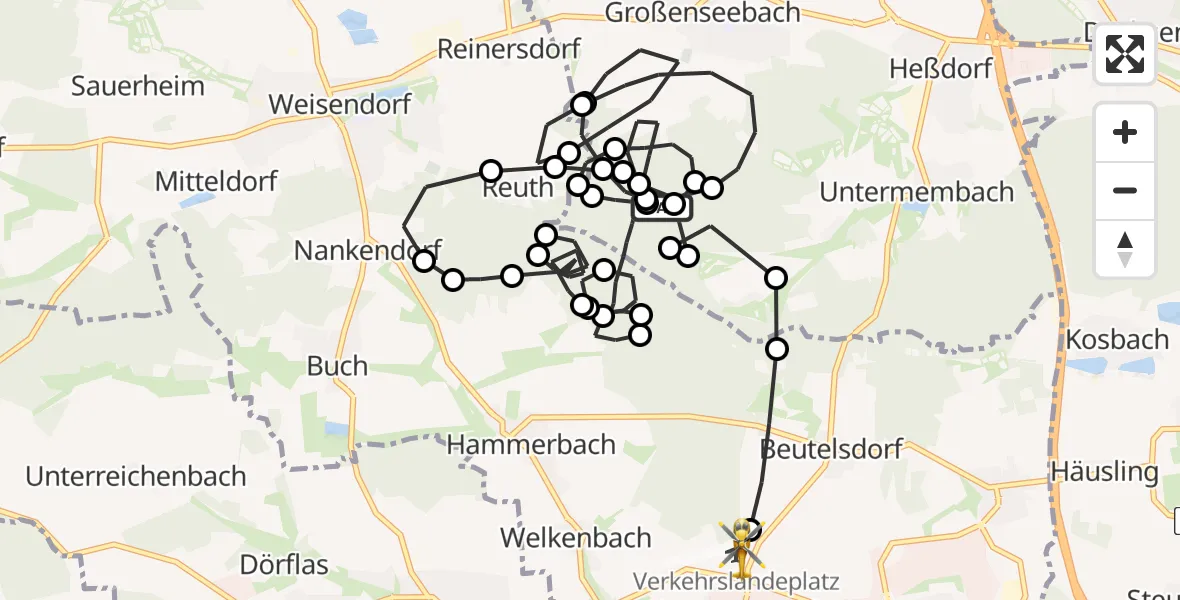 Flugroute Rettungshubschrauber Heßdorf - Herzogenaurach Airfield, 12 März 2026, 10:26