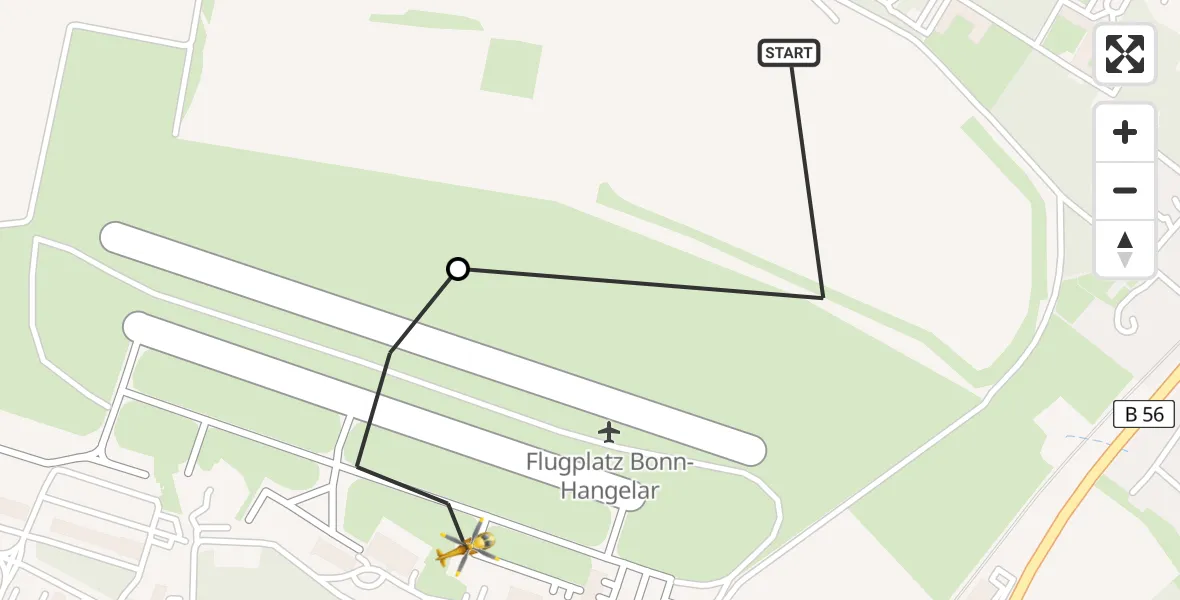 Flugroute Rettungshubschrauber Sankt Augustin - Bonn-Hangelar Airfield, 12 März 2026, 10:37