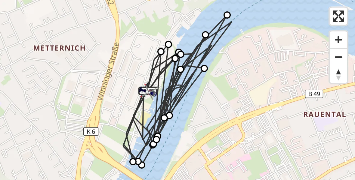 Flugroute Polizeihubschrauber Koblenz - Koblenz, 12 März 2026, 11:06