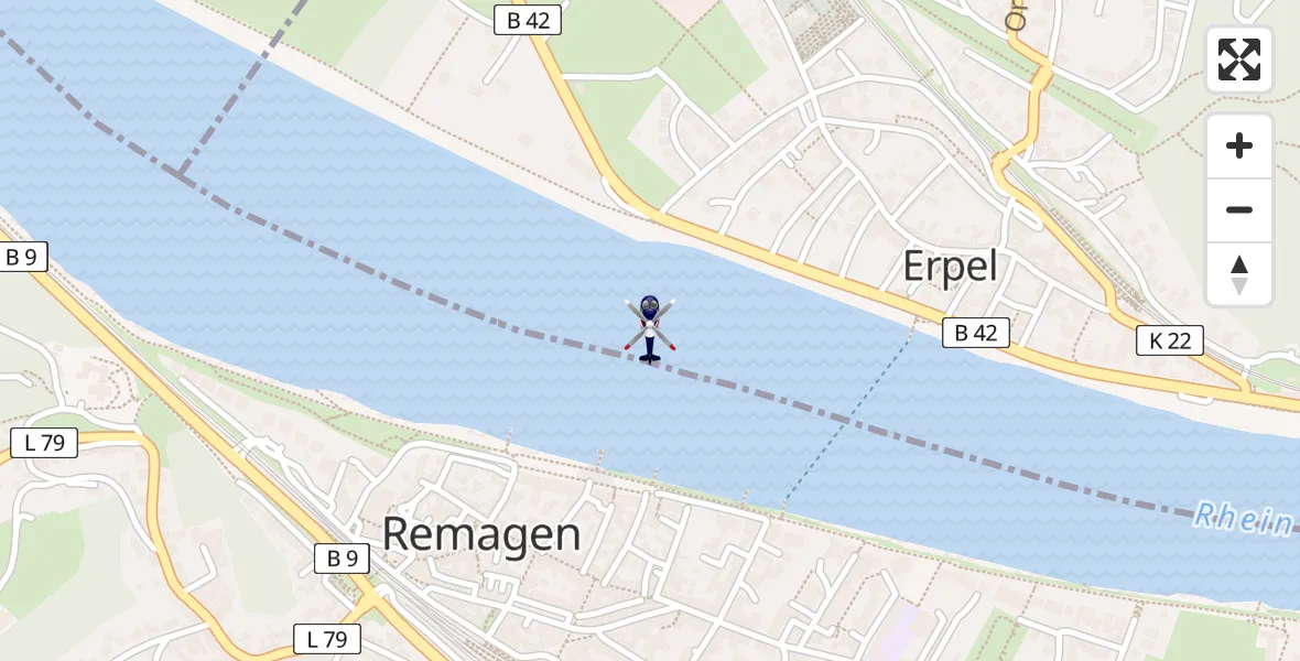 Flugroute Polizeihubschrauber Erpel - Erpel, 12 März 2026, 11:15