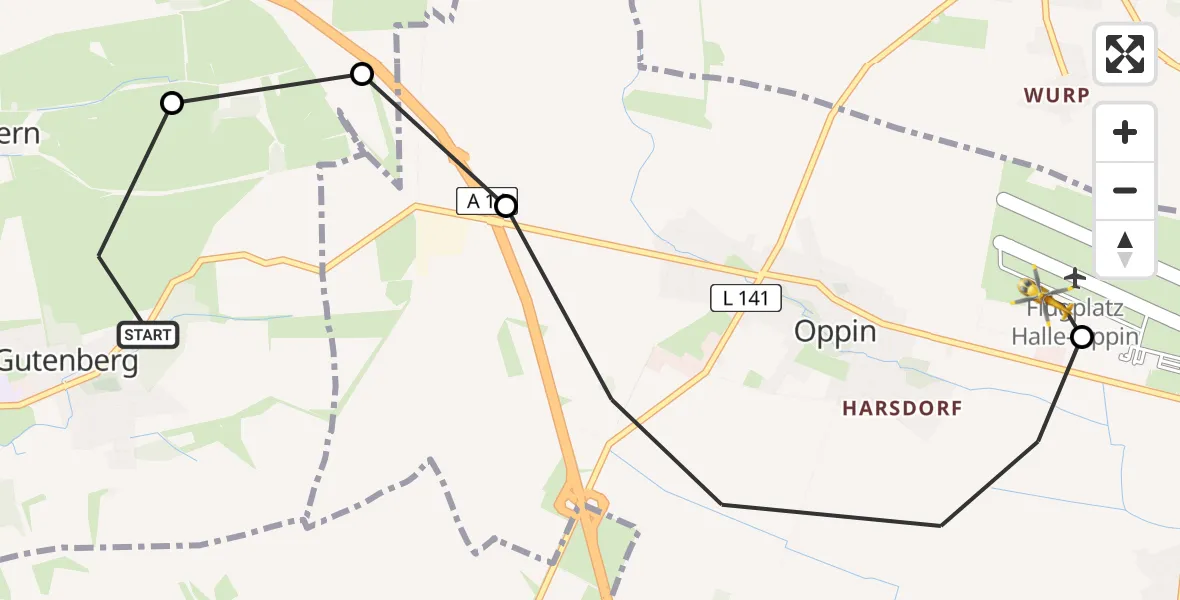 Routekaart van de vlucht: Ambulanzhubschrauber nach Halle-Oppin Airfield