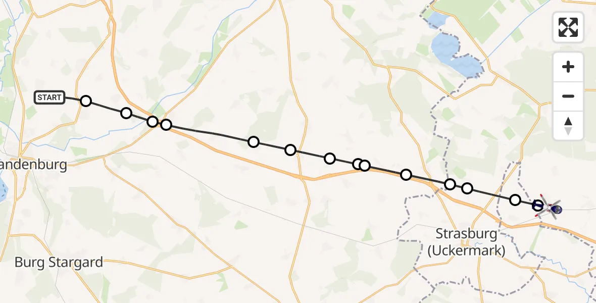 Routekaart van de vlucht: Polizeihubschrauber nach Groß Luckow, Dorfstraße