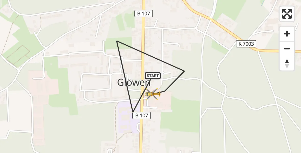 Flugroute Rettungshubschrauber Glöwen - Glöwen, 12 März 2026, 11:52